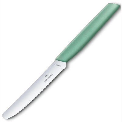 Кухонний ніж Victorinox Swiss Modern, Tomato and Table Knife, Wavy Edge, 11 cm, м'ятний