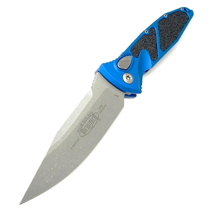 Ніж Microtech Socom Elite Drop Point Stonewash синій (160A-10BL) 