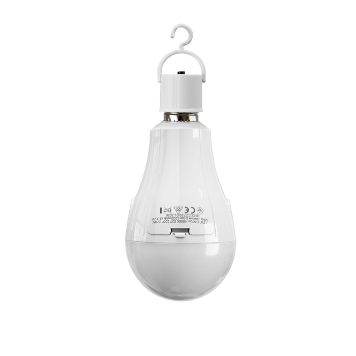 LED лампа акумуляторна TITANUM A80 12W E27 4000K 230V