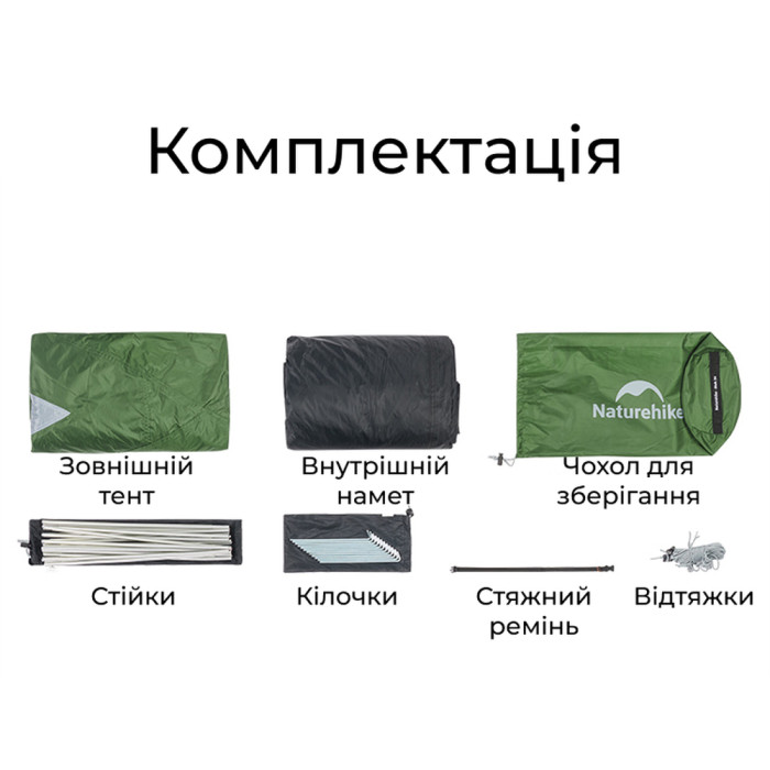 Намет двомісний Naturehike Bleik Series Tent CNK2550WS038, зелений (6977465863560)