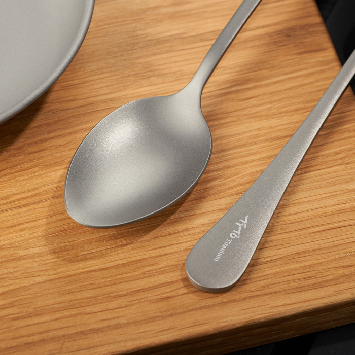 Ложка з круглою ручкою тип F титанова TiTo Titanium сіра матова 