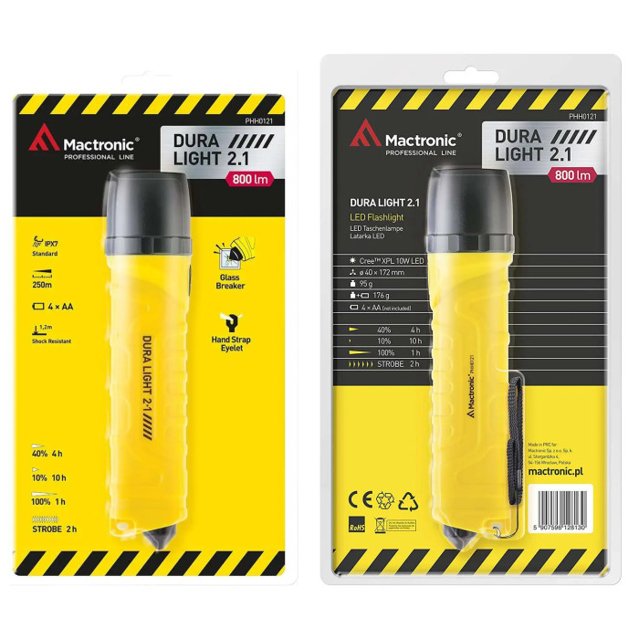Ліхтар професійний Mactronic Dura Light 2.1 (800 Lm) Glass Breaker (PHH0121) 