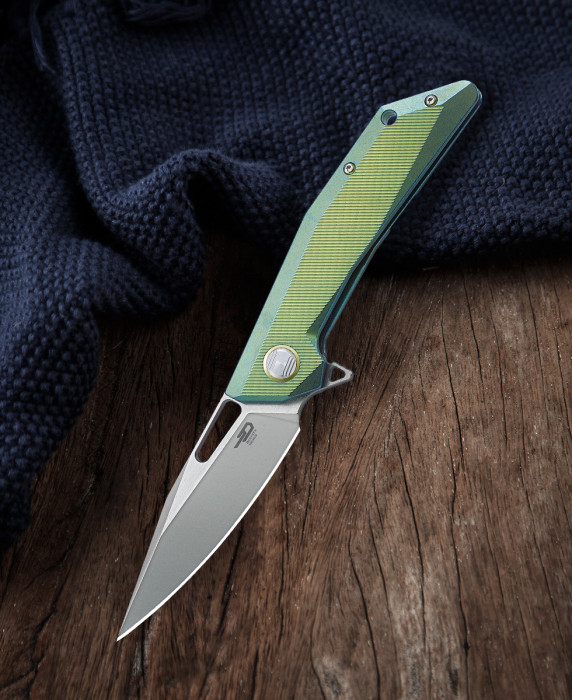 Складаний ніж Bestech Knives SHRAPNEL Green and Gold BT1802B 