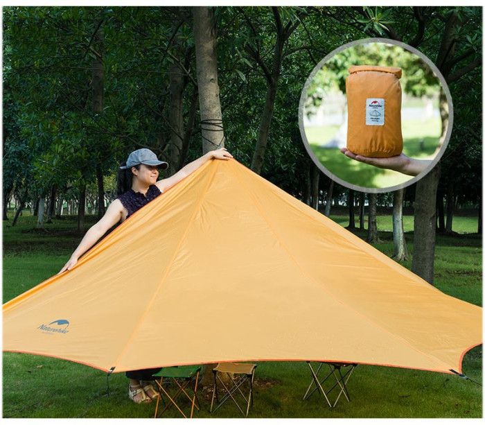 Тент туристичний Naturehike 20D silicone 4,25х2.55м 0,57 кг grey/white (NH15T003-M) 