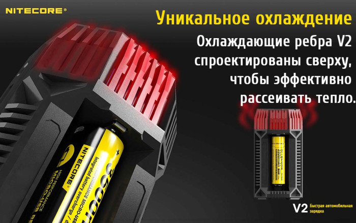 Зарядний пристрій автомобільний Nitecore V2 6А-2xUSB (2.1 A)