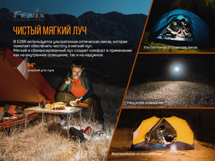Ліхтар Fenix E28R з акумулятором Fenix 3400mah + ліхтар Fenix E01 V2. 0 