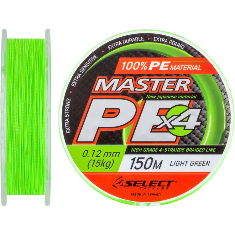 Шнур Select Master PE 150m 0.12мм 15кг, салатовий 