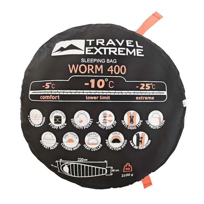 Спальний мішок Travel Extreme WORM 400 L 