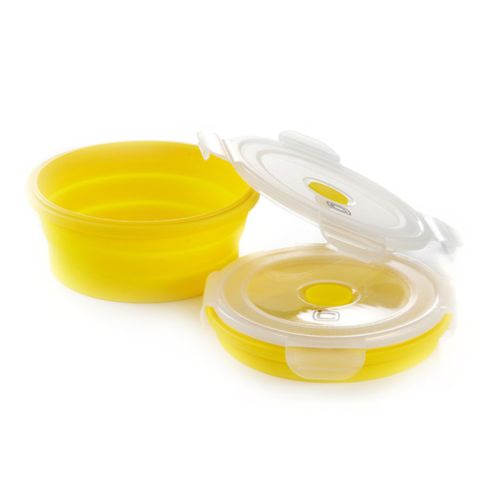 Ланчбокс складаний з кришкою-засувкою круглий жовтий СИЛА (600 мл) 