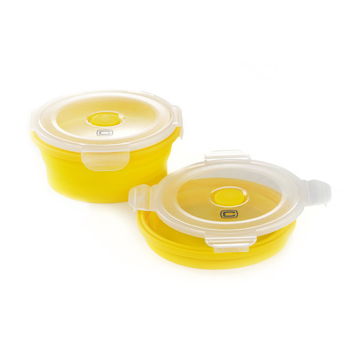 Ланчбокс складаний з кришкою-засувкою круглий жовтий СИЛА (600 мл) 