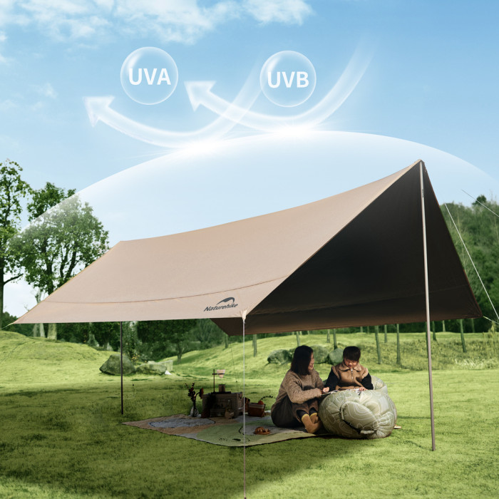 Тент-навіс Naturehike CNK2350WS015 Cloud Skies Tarp Lite, 550x465 см, коричневий 