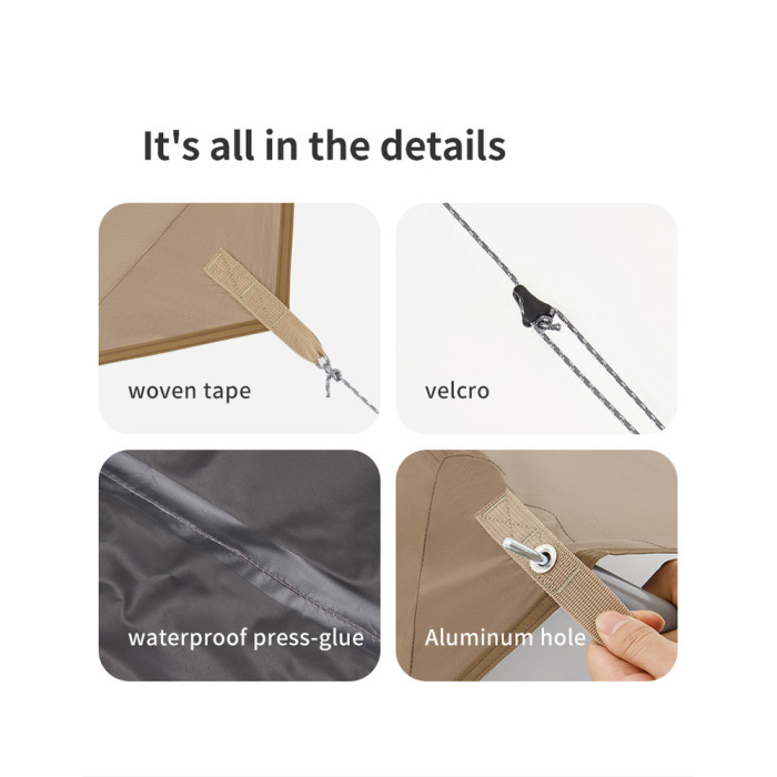 Тент-навіс Naturehike CNK2350WS015 Cloud Skies Tarp Lite, 550x465 см, коричневий 