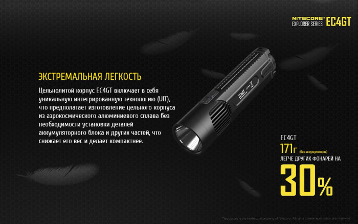 Кишеньковий ліхтар Nitecore EC4GT, 1000 люмен 
