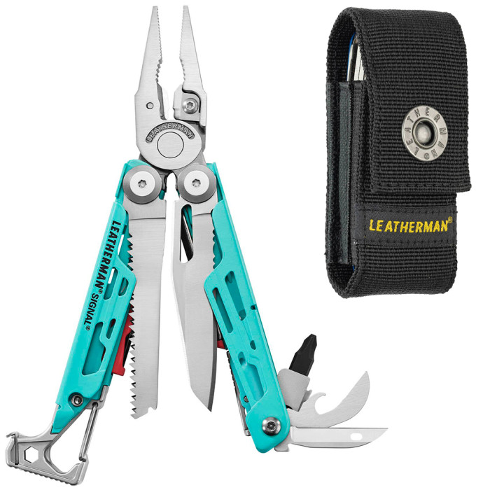 Мультиінструмент Leatherman Signal Aqua Silver, нейлоновий чохол 