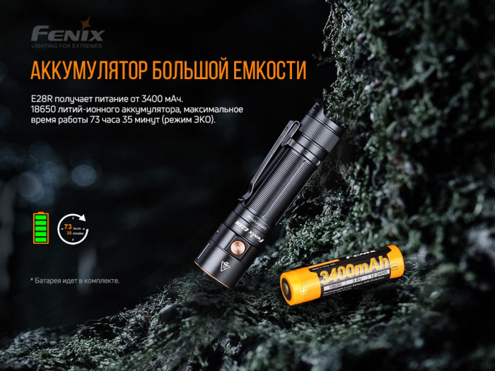Ліхтар Fenix E28R з акумулятором Fenix 3400mah + точилка Work Sharp Micro 
