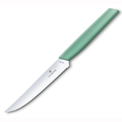 Кухонний ніж Victorinox для стейка з хвилястою кромкою Swiss Modern, Steak Knife, Wavy Edge, 12 cm, м'ятний