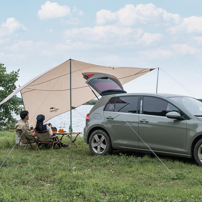 Тент для кемпінгу Naturehike Car Rear Canopy NH21TM001, 590х340 см, золотий (з трьома стійками) 
