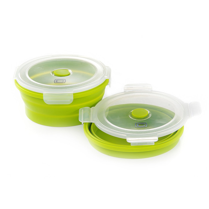 Ланчбокс складаний з кришкою-засувкою круглий зелений СИЛА (900 мл) 