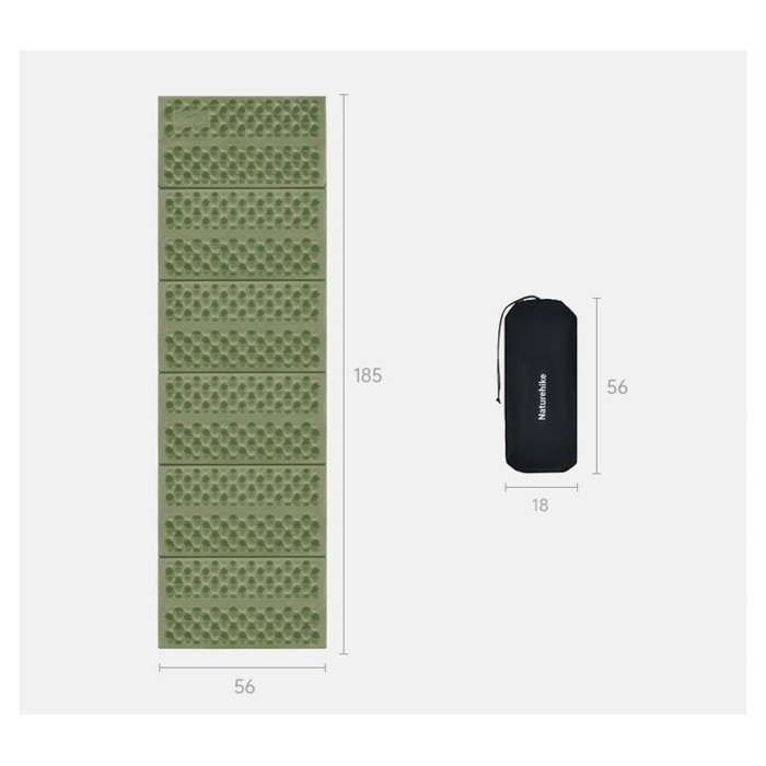 Килимок складний IXPE Naturehike CNK2550WS030, алюмінієва плівка, 18 мм, оливковий-зелений 
