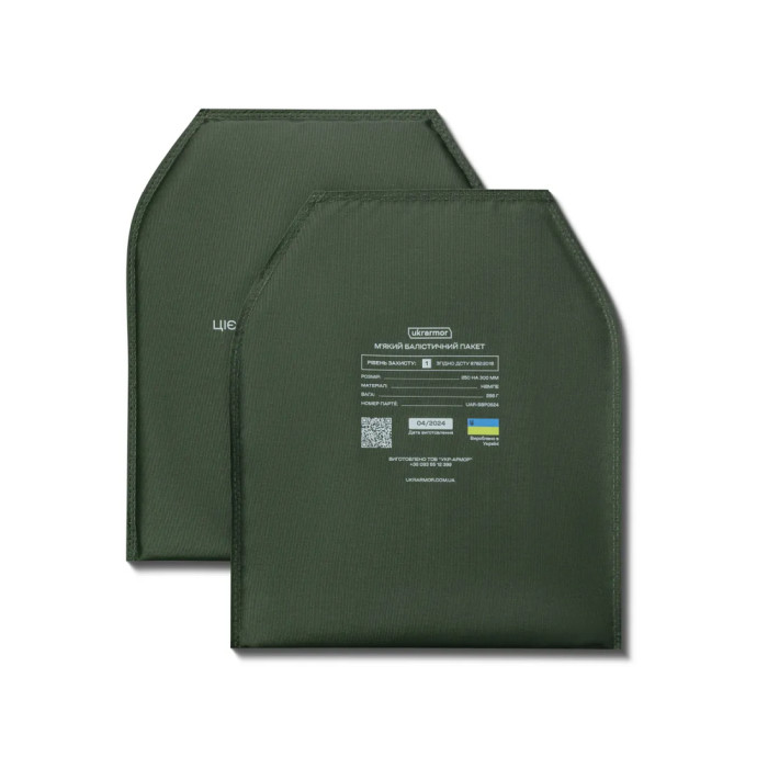 Балістичний пакет Ukrarmor 250 х 300 мм під бронеплиту. НВМПЕ 1 