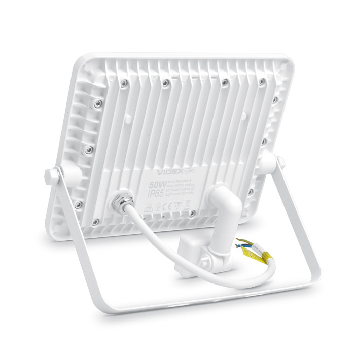 Прожектор VIDEX 50W 5000K з датчиком руху та освітлення 220V White (VL-F2e-505W-S) 