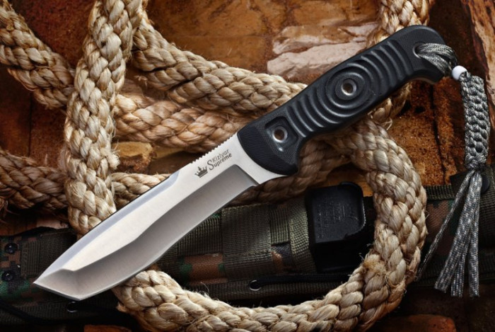 Ніж Kizlyar Supreme Vendetta сатин, сталь AUS8, Камо піхви 