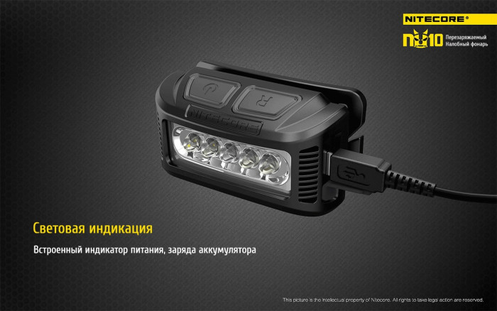 Ліхтар налобний Nitecore NU10 білий 