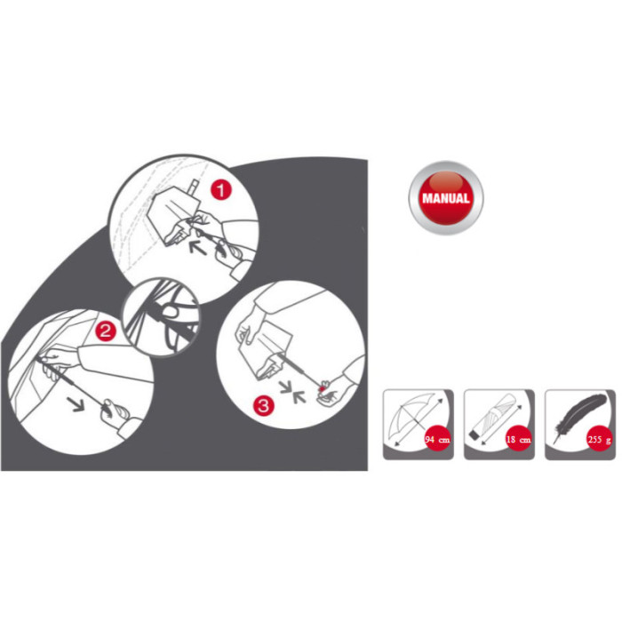 Парасолька Knirps T. 010 Dot Art Black хутро /складаний /8спіц /D95x18см 