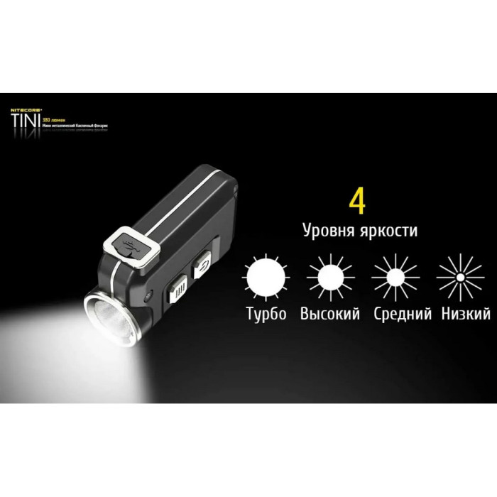 Ліхтар наключний Nitecore TINI Cu (Cree XP-G2 S3 LED, 380 люмен, 4 режими, USB), мідний 