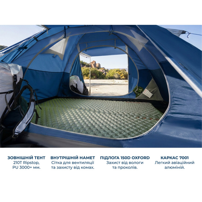 Намет тримісний Naturehike Bleik Series Tent CNK2550WS038, блакитний