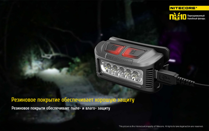 Ліхтар налобний Nitecore NU10 синій 