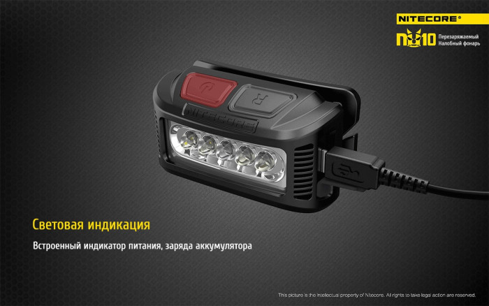 Ліхтар налобний Nitecore NU10 синій 