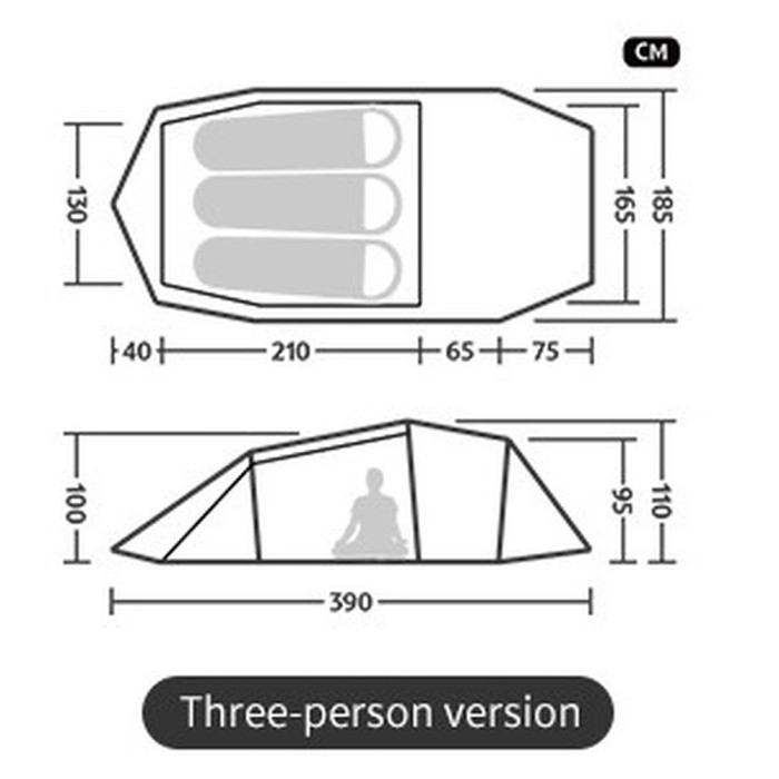 Намет тримісний Naturehike Opalus, UL, CNK2450WS036, темно-зелений 
