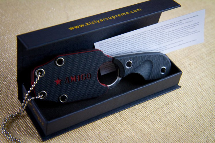 Ніж Kizlyar Supreme Amigo-X сатин, сталь AUS8, чорна рукоять G10 