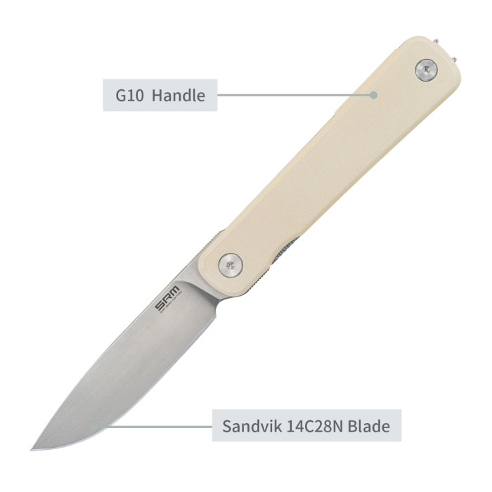 Ніж складаний SRM Palfrey 135L-GT, білий 