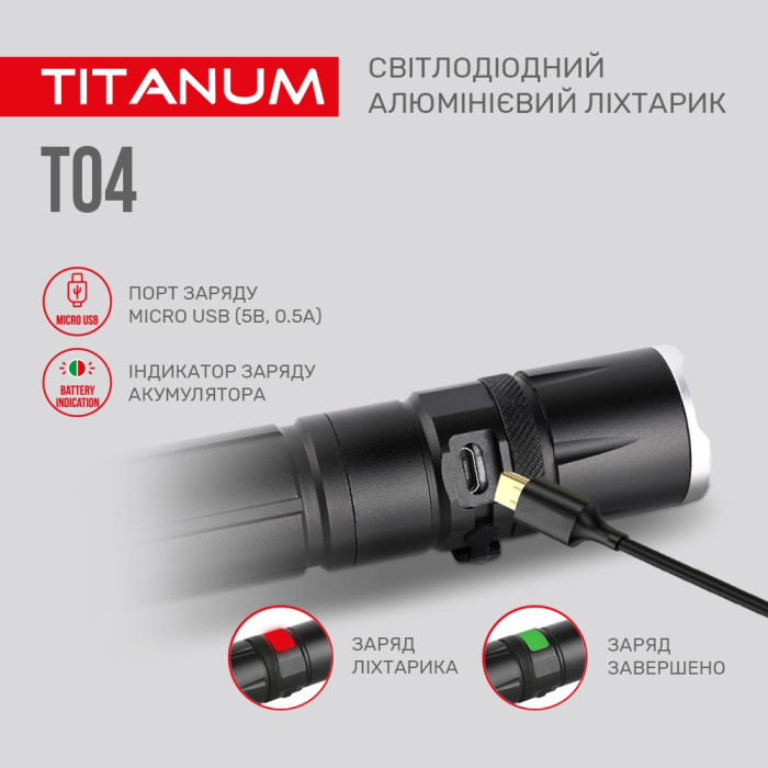 Портативний світлодіодний ліхтарик TITANUM TLF-T04 300Lm 6500K 