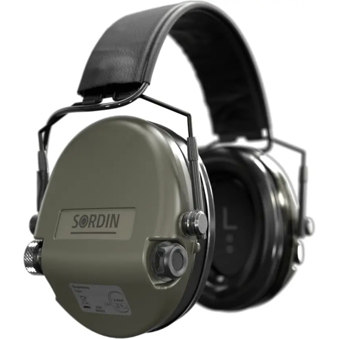 Активні навушники Sordin Supreme MIL AUX SFA, (32 dB), (Верхній тримач) green 