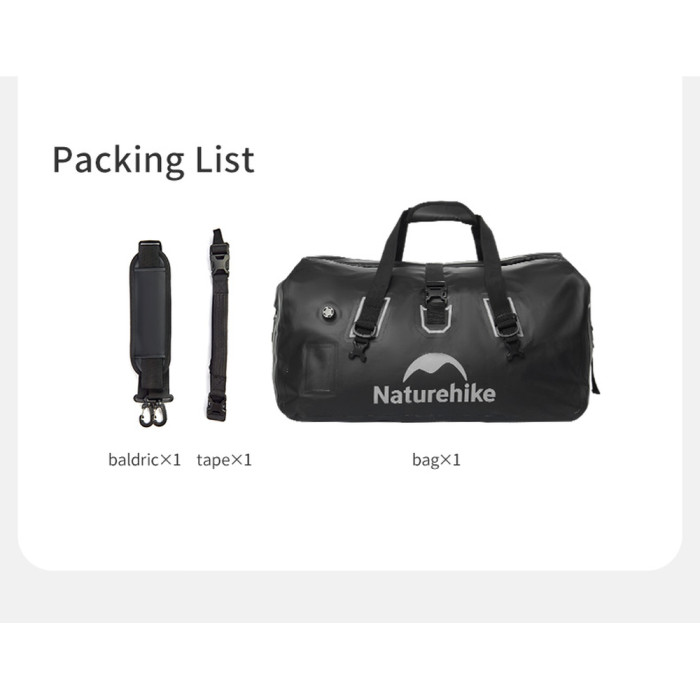 Водонепроникна дорожня сумка Naturehike CNK2450XB015, 60 л, чорна 