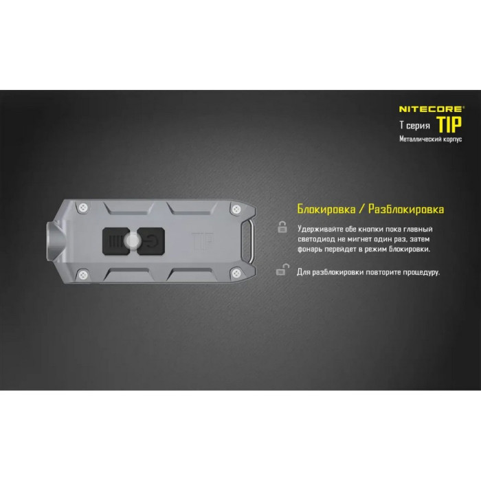 Ліхтар наключний Nitecore TIP Cu (Cree XP-G2, 360 люмен, 4 режими, USB), мідний 