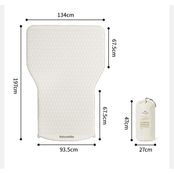 Матрац cамонадувний автомобільний подвійний Naturehike CNK2450WS010, світлий хакі 