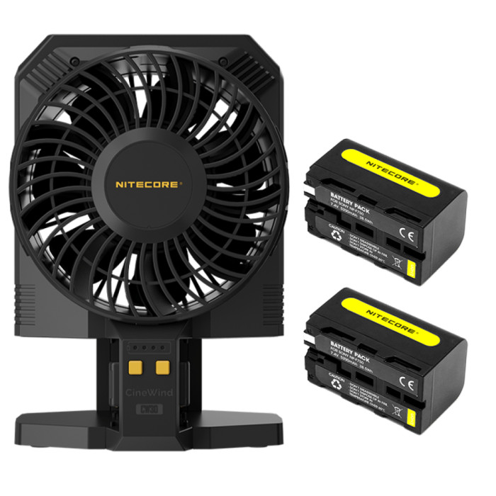 Вентилятор для фотостудії Nitecore CW30 + 2xNP-F750 (5,200mAh), комплект 
