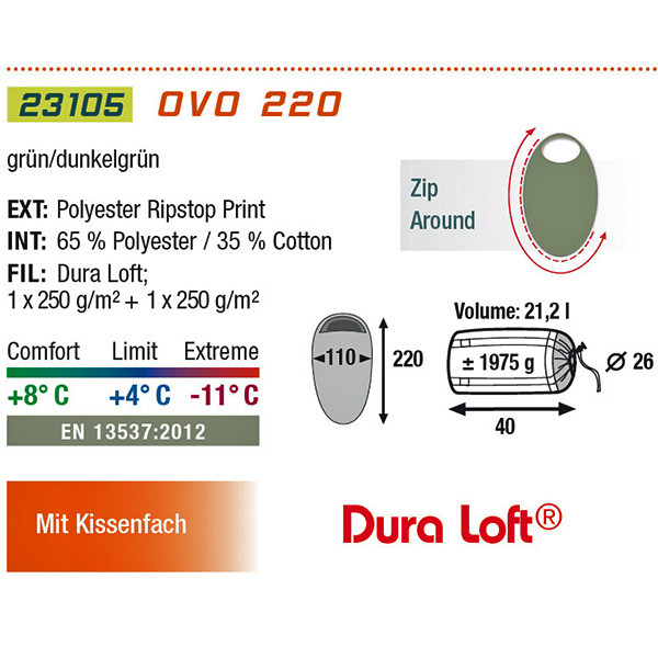 Спальний мішок High Peak OVO 220, правий 