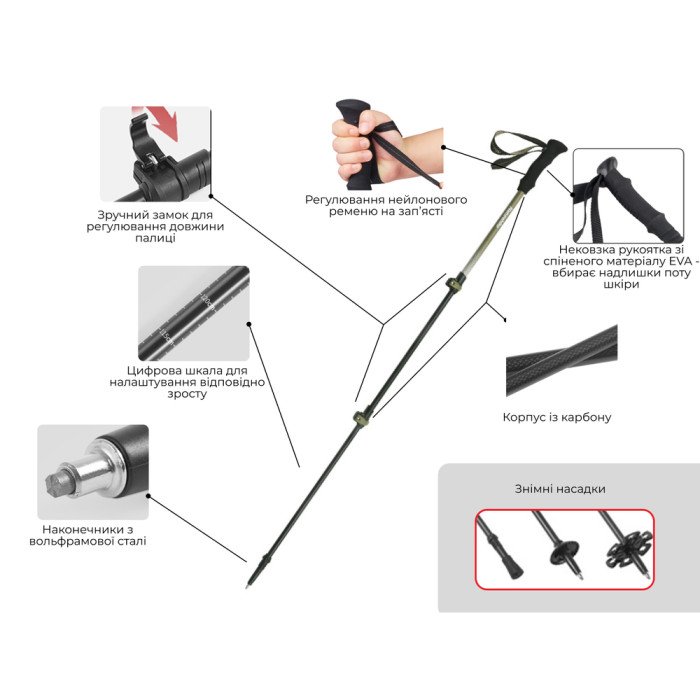 Трекінгова палиця Naturehike CNK2300DS010, 100 см, жовта 