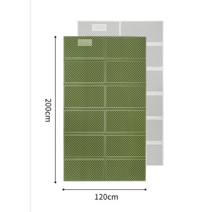 Килимок складаний подвійний IXPE Naturehike CNK2450WS044, алюмінієва плівка, 200x120х1,8 см, оливковий зелений 