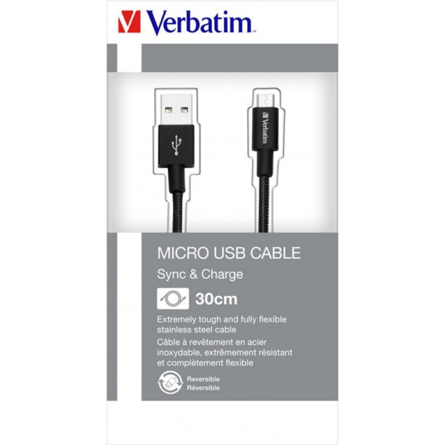 Кабель Verbatim USB-Micro USB 30 см Black 