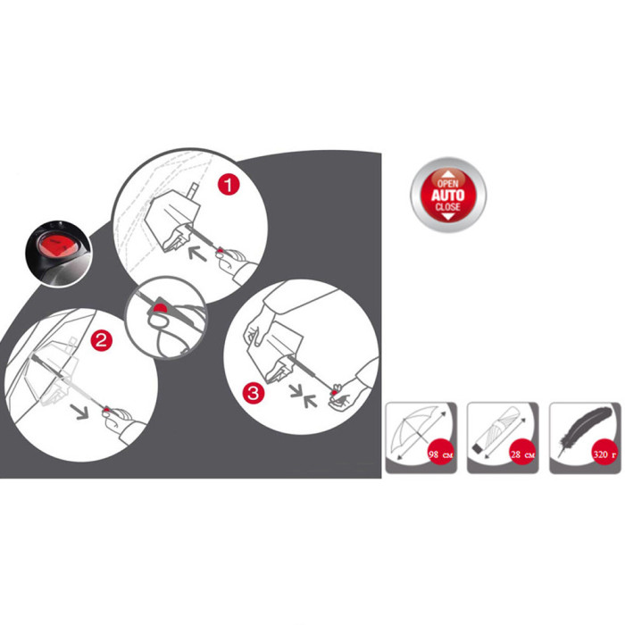 Парасолька Knirps T. 200 2sing Авто /складаний /8спіц /D99x28см 