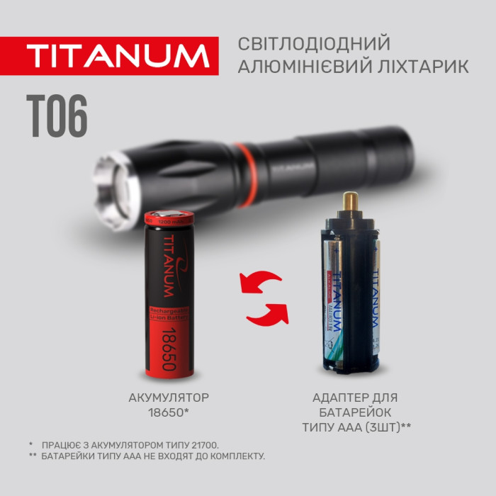 Портативний світлодіодний ліхтарик TITANUM TLF-T06 300Lm 6500K 