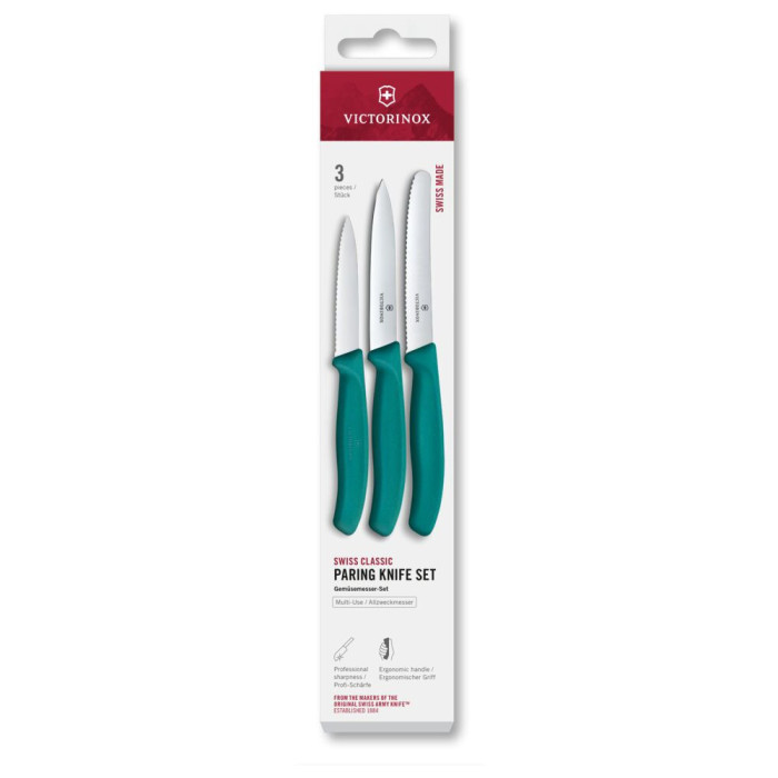 Набір ножів для чищення овочів Victorinox SWISS CLASSIC 3 ножа зел 6.7114.34C1