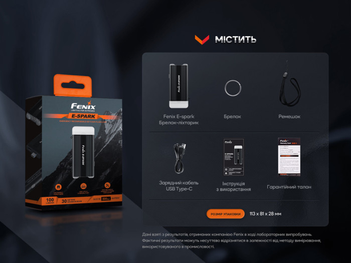 Ліхтар ручний Fenix E-SPARK (пошкоджене/відсутнє пакування) 