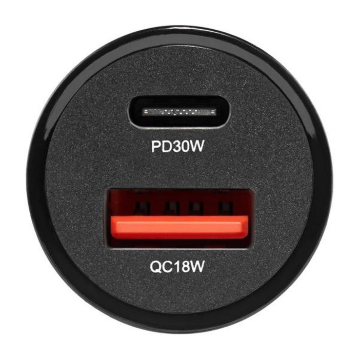 Автомобільний зарядний пристрій Brevia ePower DualCharge 30W 1xUSB-C+1xUSB-A, black 